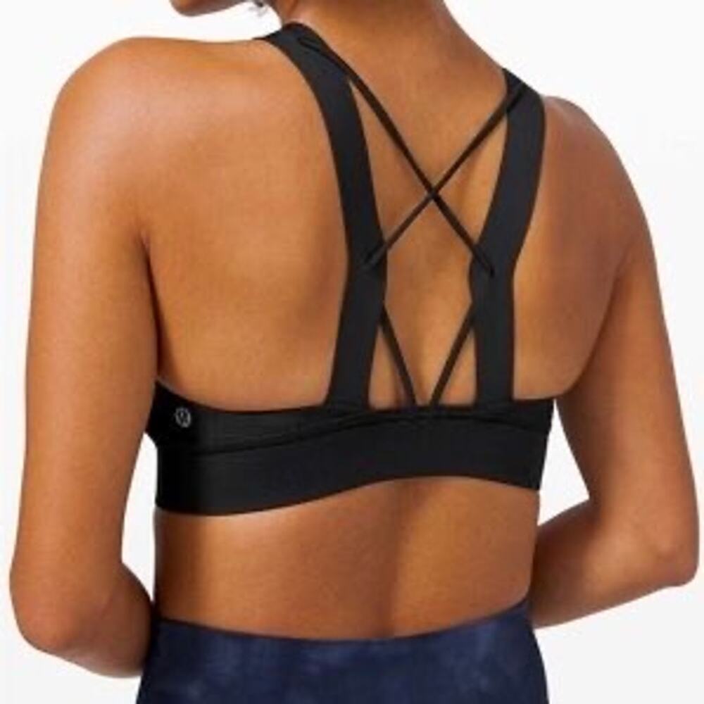 Lululemon Strong at‎ Heart Bra Medium Support C/D Cup Black Size 4 High Neck